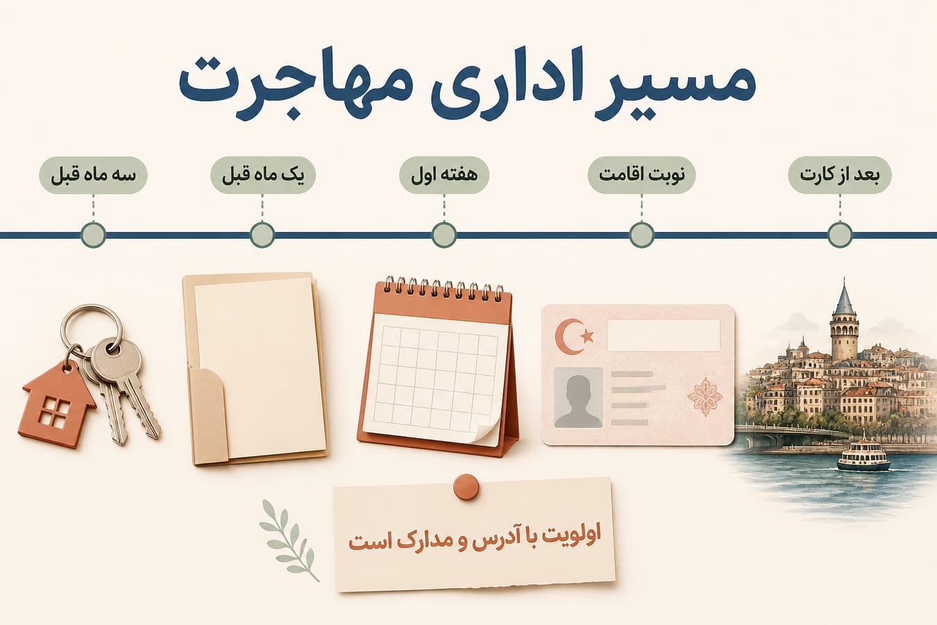 خط زمانی کارهای اداری مهاجرت به ترکیه از مدارک تا ثبت آدرس