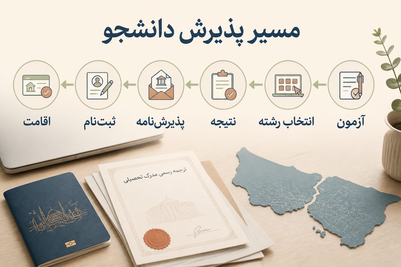 نمودار مسیر پذیرش دانشجوی خارجی در دانشگاه استانبول