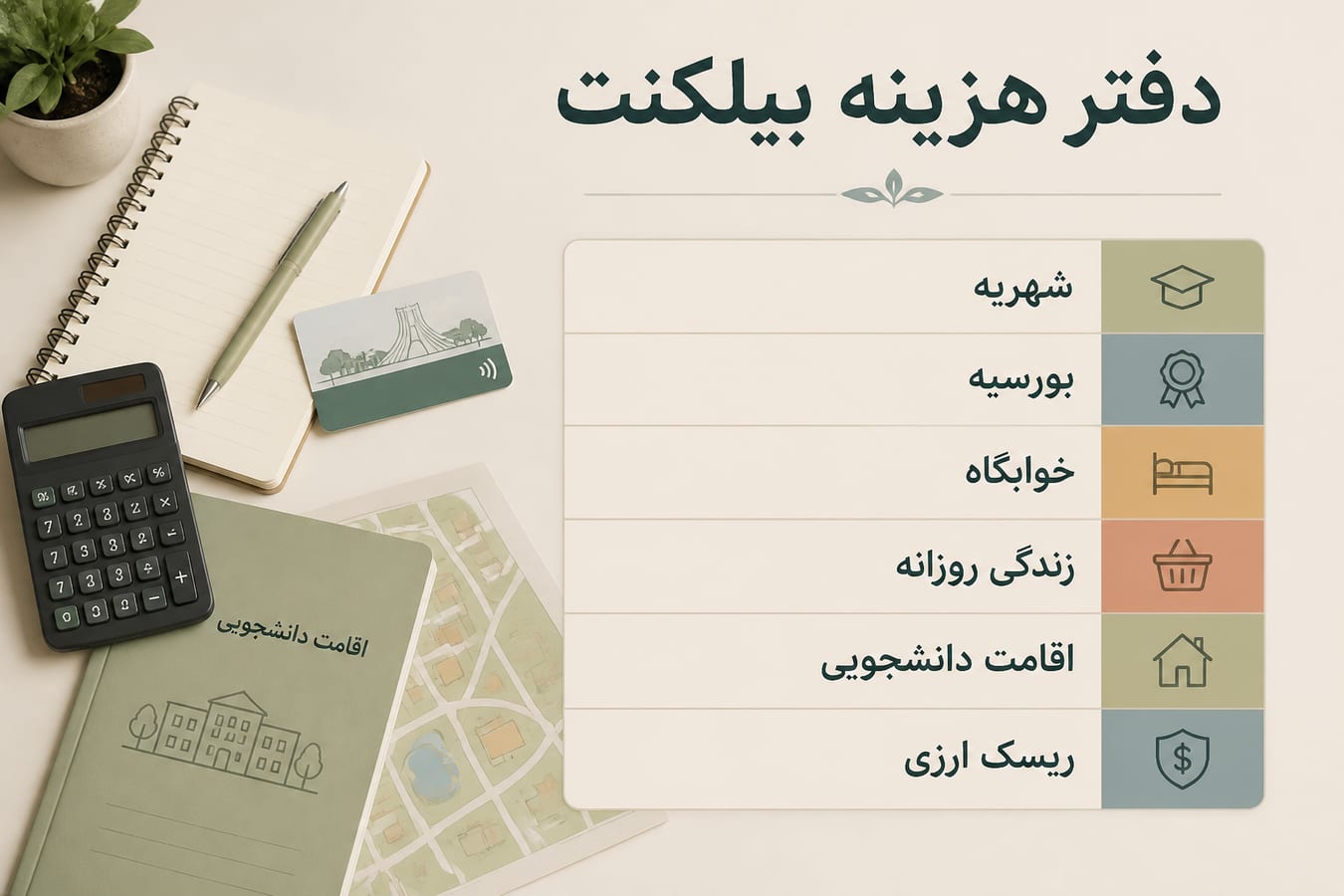 اینفوگرافیک عوامل اصلی هزینه برای دانشجویان دانشگاه بیلکنت